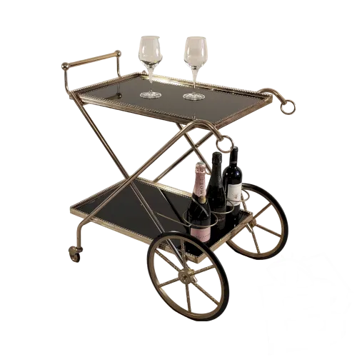 ❤️Très belle desserte-bar doré roulant Français 1970'S siglé SGDG❤️