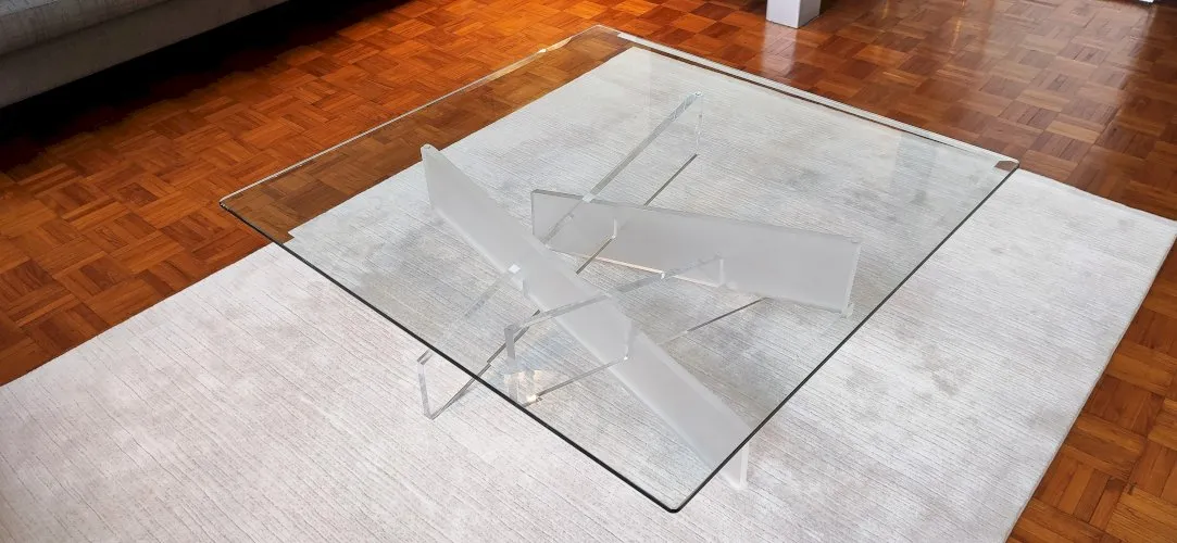 ❤️❤️Très belle grande table basse carrée ‘’MIKADO’’ Roche Bobois 70’S/80’S TBEG❤️❤️