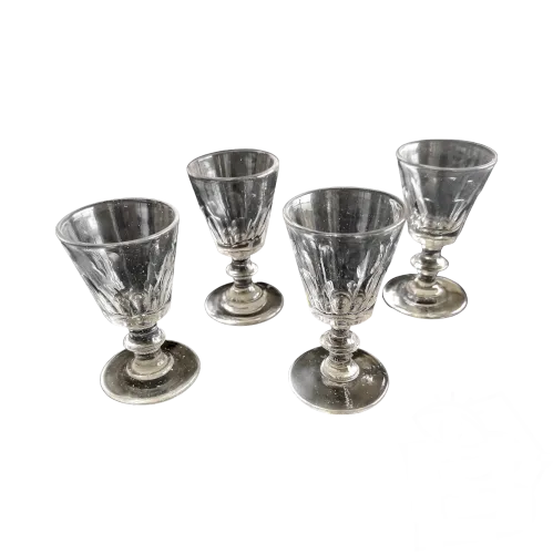 verres anciens taille plate 1 lot de 4
