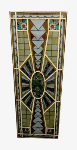 Verriere en vitraux Art Déco a décor floral G-SUTRY a Lille XX siècle