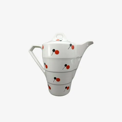 Verseuse à café Tchécoslovaquie A Pois Art Déco Argenture