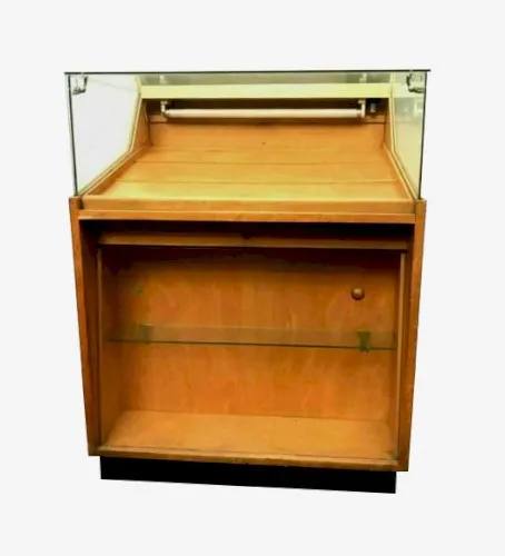 Vitrine de magasin en bois de placage et verre XX siècle