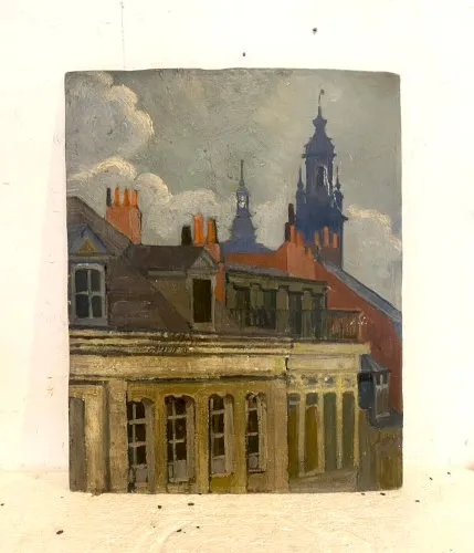 Vue de la veille Bourse a LILLE huile sur isorel datée 1921