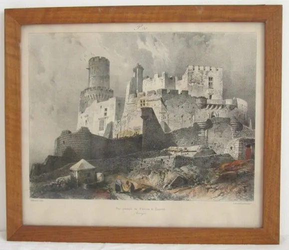 Vue générale du chateau de Tournoël - Auvergne - Villeneuve - Engelmann - XIXe