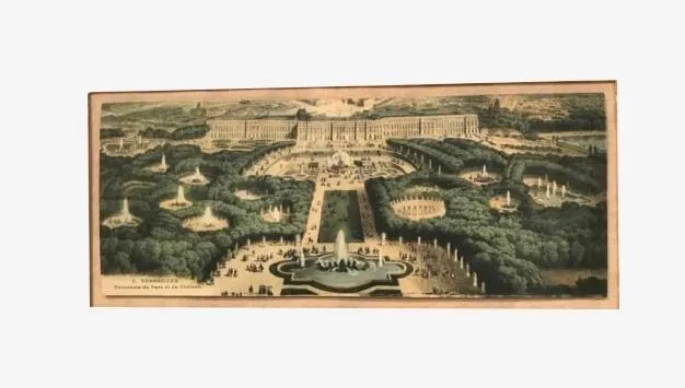 Vue panoramique du château de Versailles Lithographie dessin Encadrement