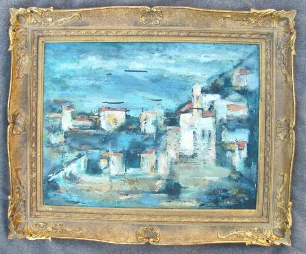 Vue sur Collioure - Art contemporain - cadre doré - Côte Vermeille