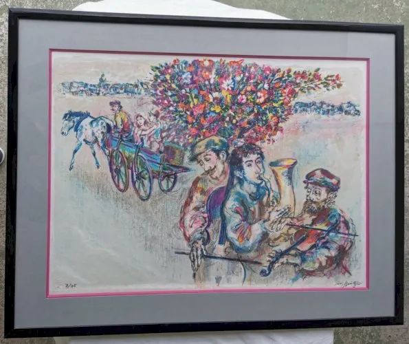 Walter SPITZER Tableau LITHOGRAPHIE Couleur XXe Signe Numerote MARIAGE JUIF  8