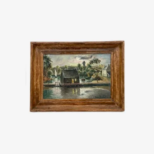 YVON DIEULAFE HUILE SUR PANNEAU ISOREL BRETAGNE VENDEE MAISONNETTE H3439